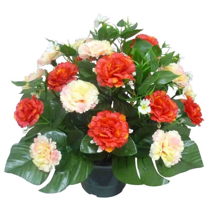 FLEURS ARTIFICIELLES SPECIAL CIMETIERE ET TOUSSAINT OEILLETS JAUNES