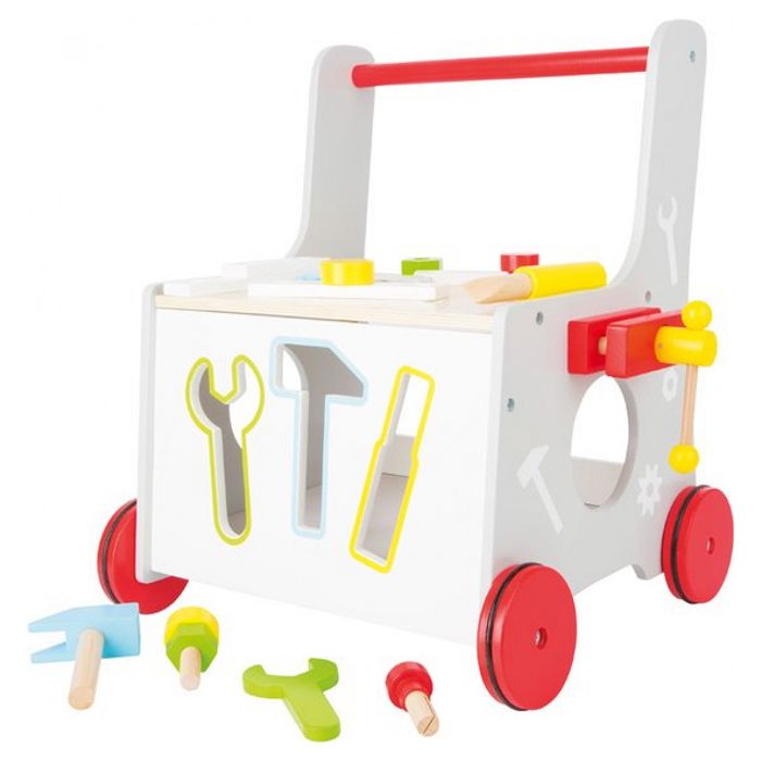 Chariot de marche Outils en bois pour enfant à partir de 12 mois - Mixte - Blanc