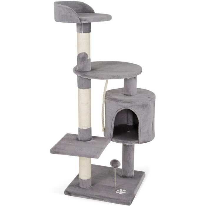 Comparer les prix de Arbre à Chats - ZGEER - Modèle 112 cm - Gris Clair - 1 Antre - 3 Plates-formes - 2 Balles à jouer