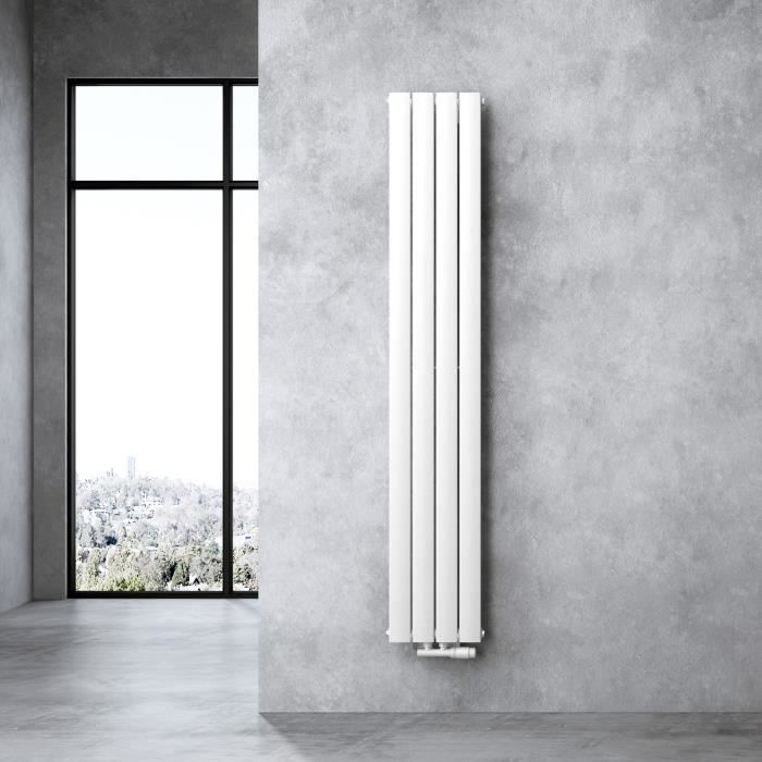 Sogood radiateur pour chauffage central 180x31cm radiateur à eau chaude panneau monocouche design vertical blanc