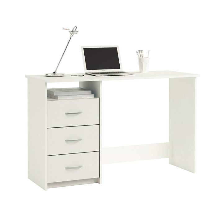 Demeyere Bureau Avec Tiroirs Agglomere Blanc Nacre 123 X 50 1 X