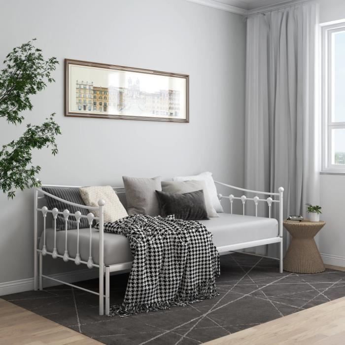 Canapé-lit extensible JILL - Blanc Métal 90x200 cm - Avec petit lit FR7332
