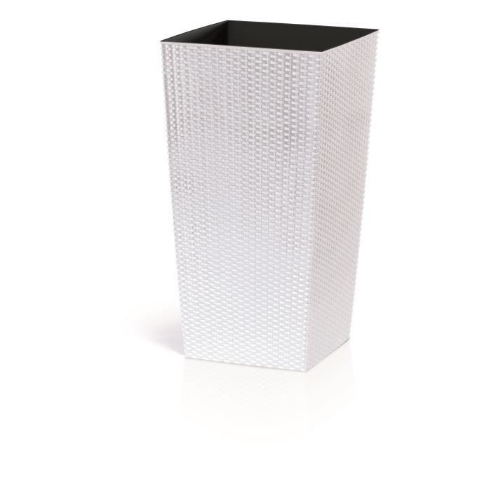 Pot de fleurs carré Prosperplast Rato - Blanc - 32,5 x 32,5 x 61cm - Résistant aux UV - 21/49 L