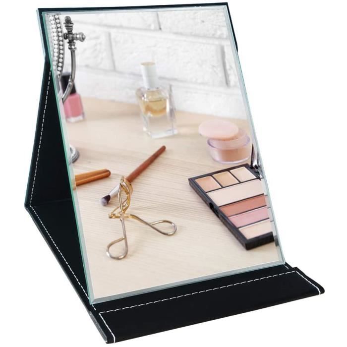 Sasairy Portable 8 LED Miroir de Maquillage Triple Faces Pliable Miroir de Poche avec Piles pour Maquillage Voyage,Noir 
