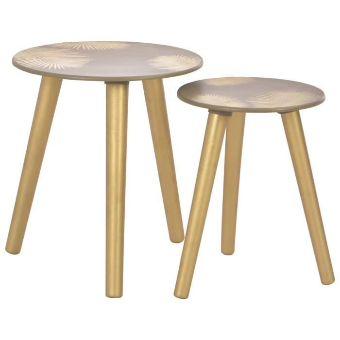 tables gigognes latérales - moderne - doré - mdf - montage facile