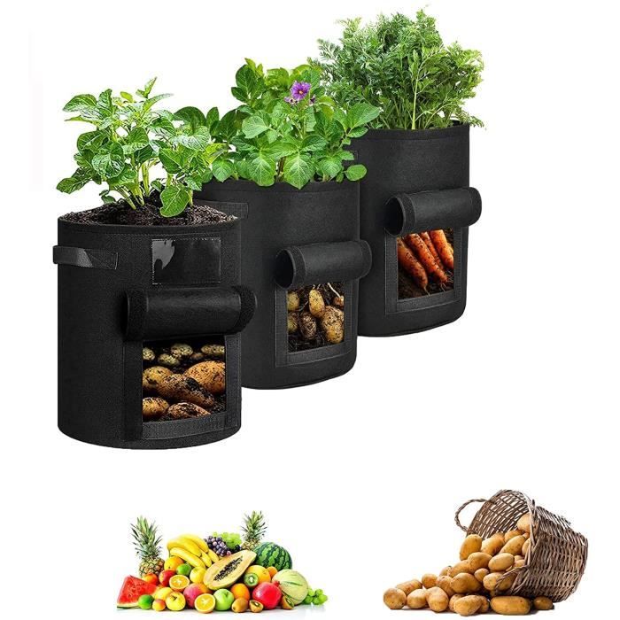 3 Pièces Sac De Plantation Sacs à Plantes En Non Tissé Avec Poignées Pots Respirant Sac Pour Jardin Maison (4L 8L 12L