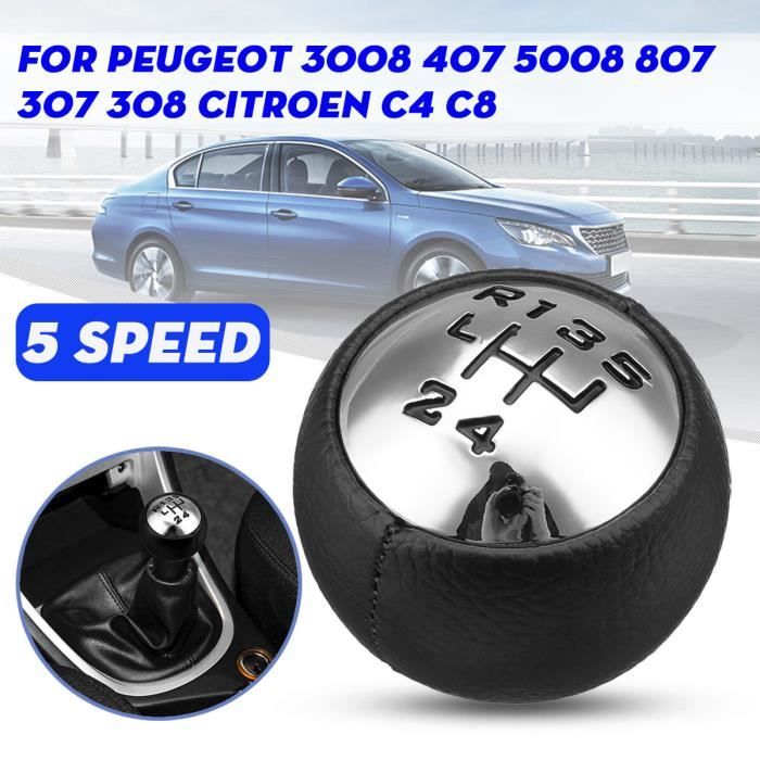 Pommeau Levier Vitesse Cuir PU Vanessanty | Pour Peugeot 307/3008/407/C3/C4...