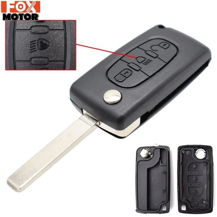 Dehumi Remplacement Flip Cle De Voiture A Distance Etui Coque Pour C2 C3 C4 C5 C8 2 Boutons Noir