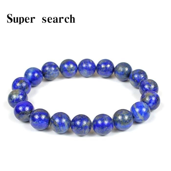 Bracelet Tibétain En Lapis-Lazuli Naturel - Perles Violet/Or - Ajustable Sans Fermoir - Neuf