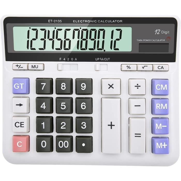 Calculatrice, YEBoo Calculatrice De Bureau 12 Chiffres Grand écran