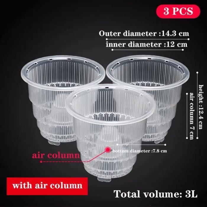 Pots à Orchidées En Plastique Transparent Avec Trous De Drainage - 4 Tailles (10,12,14,16cm) - Pour Plantes Succulentes, Intérieur