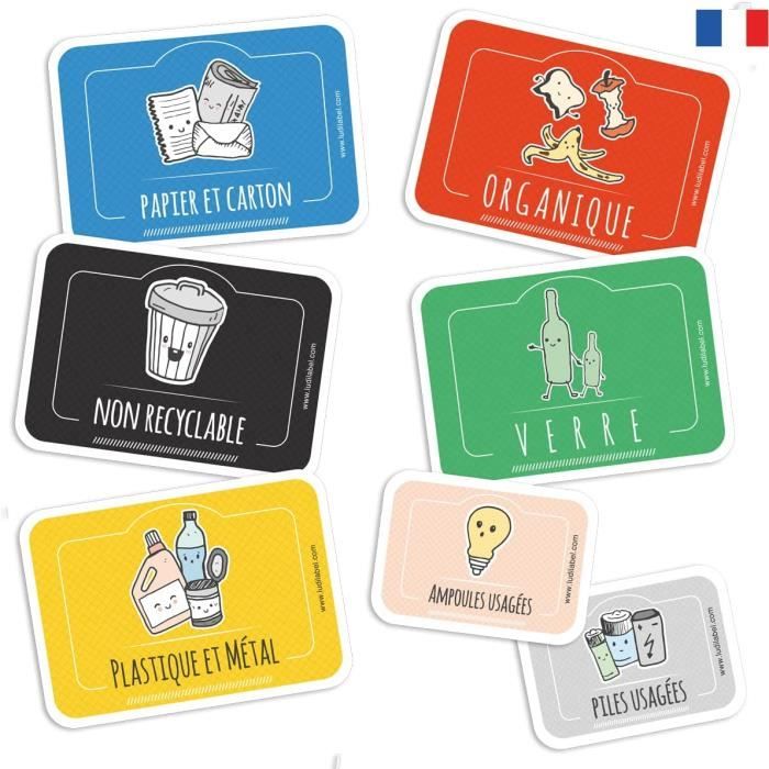 7 Étiquettes De Tri Sélectif Pour Poubelles France[u47] Cdiscount