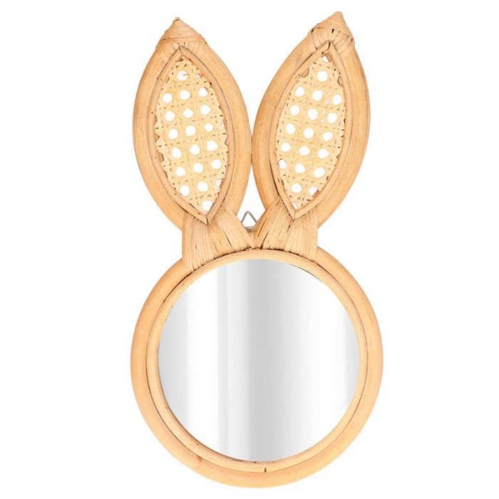Grand miroir de maquillage rond en rotin de 55,9 cm - Décoration artistique innovante - Pour chambre, salle de bain - Décoration murale - Accessoires photo - Décoration en verre