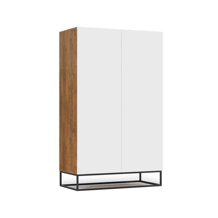 Roman - armoire - bois et blanc - 120x200 cm - Bois / Blanc