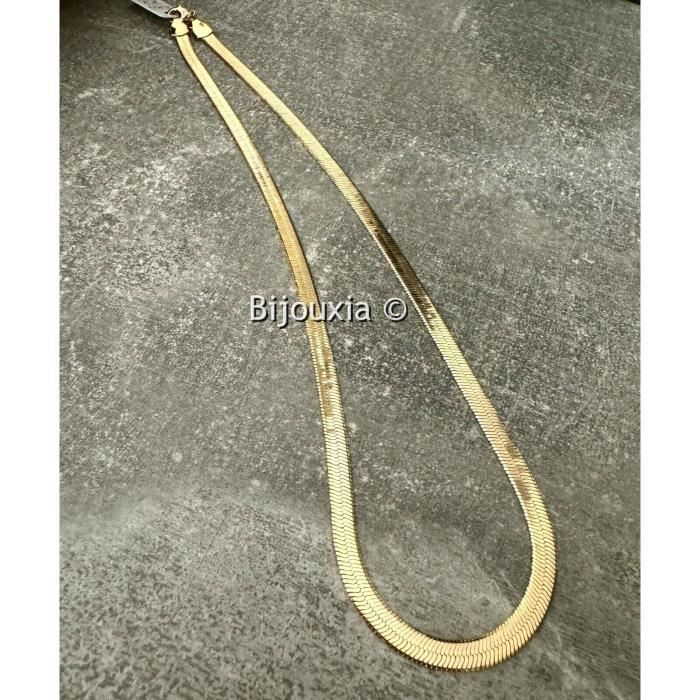 Collier Ras Du Cou Vintage – Maille Miroir Dorée – Semi-rigide – Bijou Rétro – Occasion En Parfait état
