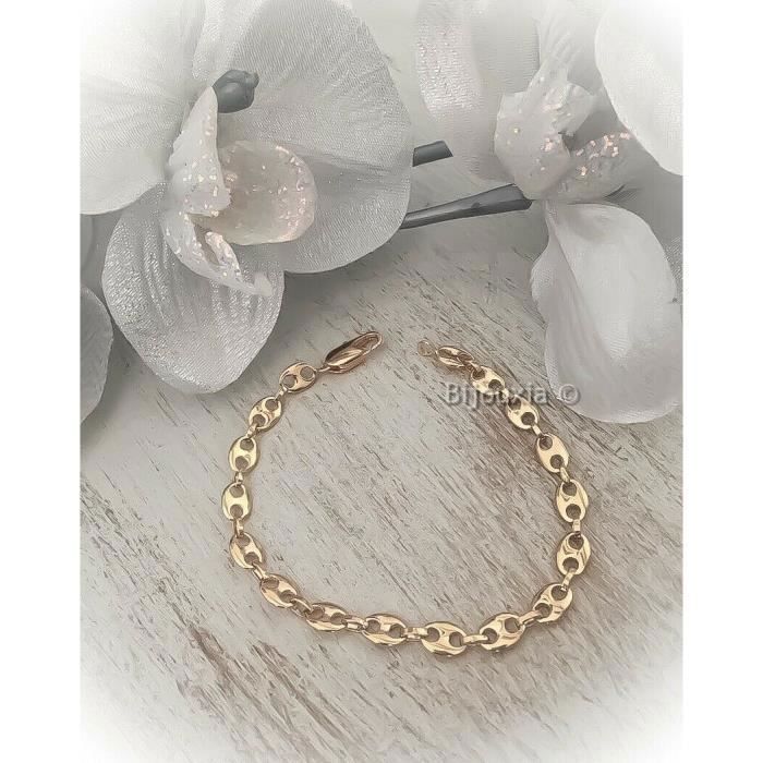 Bracelet Maille Grain de Café 21cm X 5mm Plaqué Or Bijou MIXTE