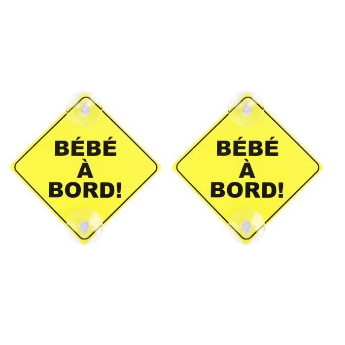 DAMILY® Lot de 2 Panneaux Signalétique français Bébé à Bord Avec Deux Ventouses Voiture Auto Sécurité Bébé Enfants Amovible