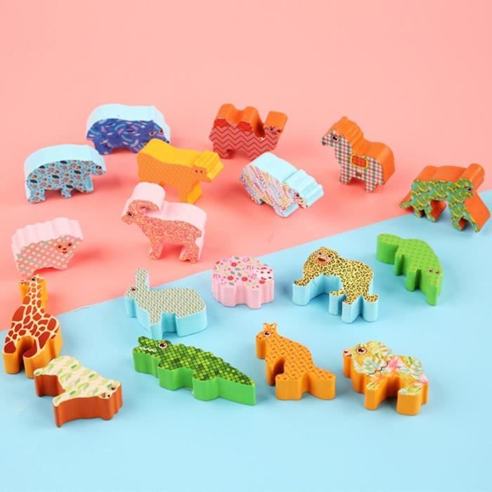 Jeu D’adresse Le Crocodile | Jouet En Bois Pour Enfants Dès 3 Ans | Développe La Coordination œil-main | 12 Pièces & Baguette