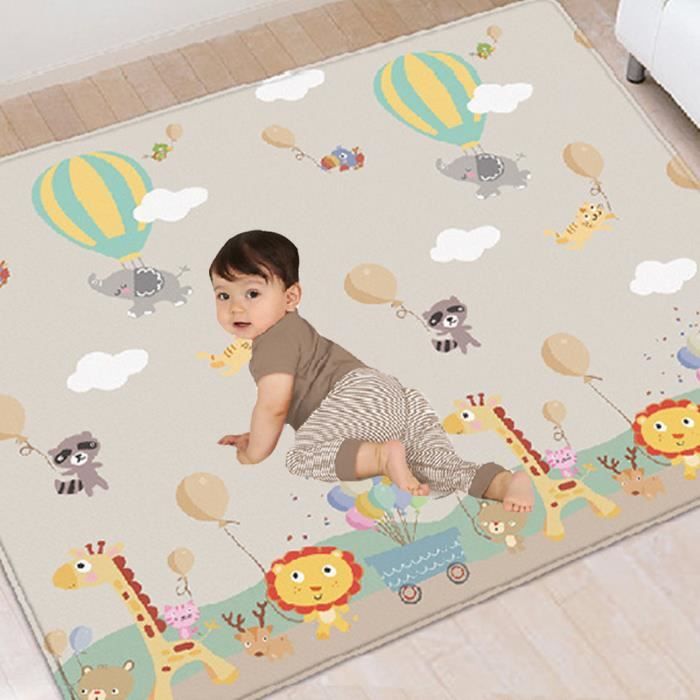 Moonvvin Tapis de jeu pliable double face imperméable pour enfants Tapis de jeu de gymnastique pour chambre denfant 229 x 149,9 cm Extra large 