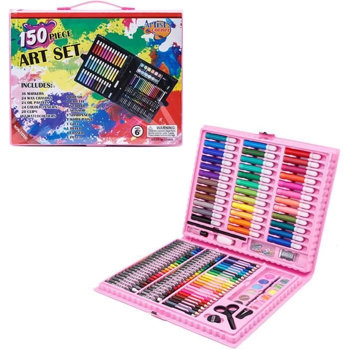 150 PCS Dessin crayons,Malette de Coloriage Enfants Aquarelle Crayon Enfants Dessin Kit Crayons de Couleur Ensemble Crayon Peinture