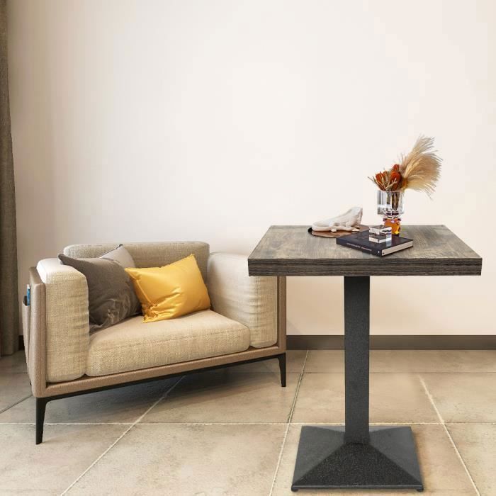 Table de bistrot carrée - HOMEWELL - 60 x 60 cm - Style rétro - Bois et métal - 2 à 4 personnes