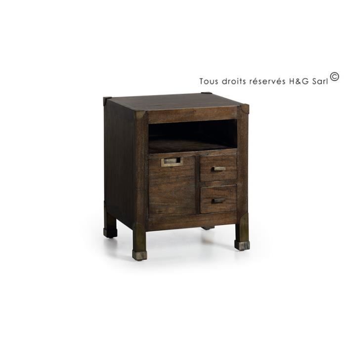 Table De Chevet Bois Massif Design Industriel Loft Achat