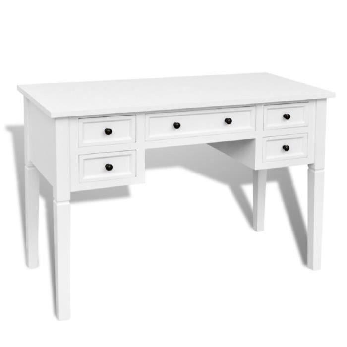 Bureau Table Blanc 5 Grand Tiroirs Design Simple Intemporel Organiser Documents Livres Rangement Durable Achat Vente Bureau Bureau Table Blanc 5 Grand Soldes Sur Cdiscount Des Le 20 Janvier Cdiscount