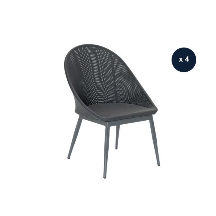 lot de 4 fauteuils de jardin en aluminium avec coussin gris fuerta aventura - jardiline 63 x 63 x 88,5 cm gris