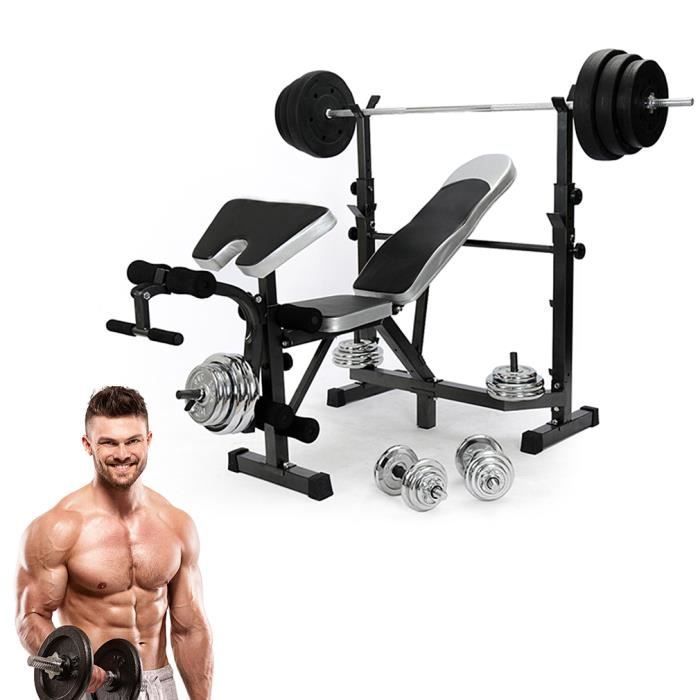 Banc De Musculation Multifonctionel Complet Avec Repose Barre Et Poids Equipement D Exercice Prix Pas Cher Cdiscount