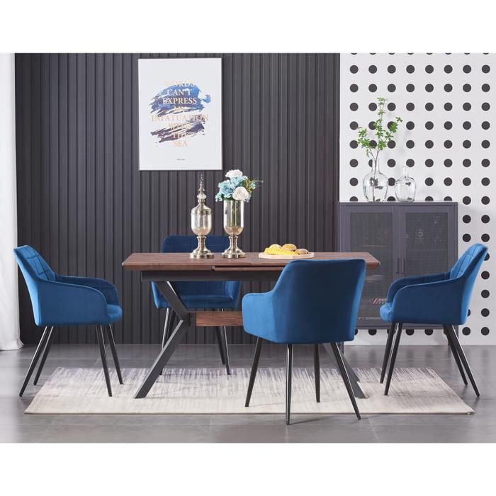 Lot de 4 chaises de salle à manger ergonomiques en velours avec pieds en métal – pour salle à manger salon cuisine