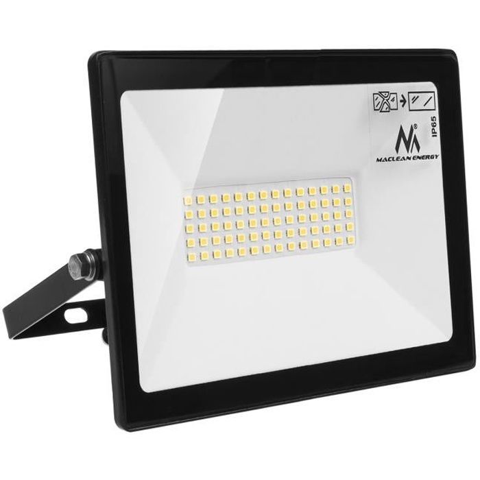 Équivalent 250W Halogène Blanc Chaud 2700K Ultra-Mince/Durable Cour 50W Projecteur LED Extérieur Aluminum Solide IP65 Spot LED Extérieur Étanche Puissant Chemin Grand Angle Éclairage Mural 