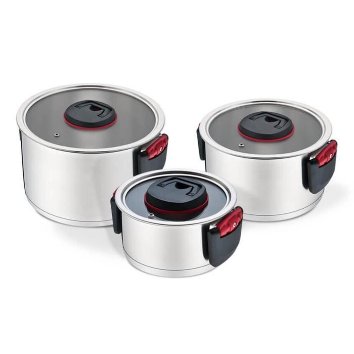 Lot De 6 Casseroles En Acier Inoxydable Avec Couvercles En Verre - Set De Cuisine Complet