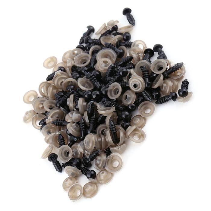 Yeux De Sécurité,Akozon 1 Pièces Yeux De Poupée En Plastique Avec Rondelles, Noir Yeux Plastique Pour Fabrication De Poupée, Marionnettes, Animaux En Peluche, Jouets(12mm