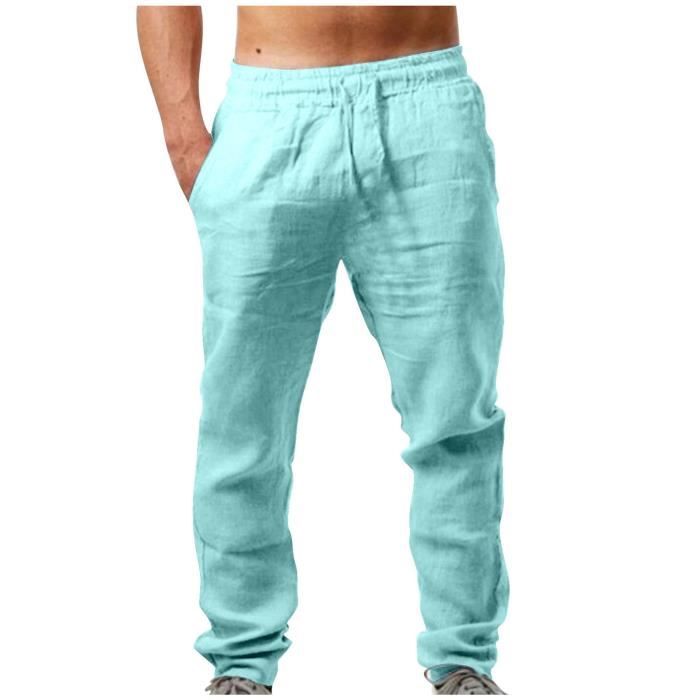 Pantalon homme Sasaquoy Poches elastiques Coton et lin Vert menthe