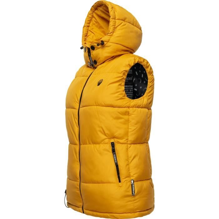 Gilet Matelassé Kiraraa - MARIKOO - Femme - Col Montant - Noir-rouge