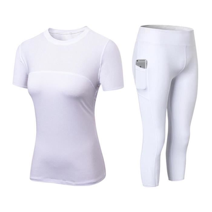 Wayleb T-Shirt Sport Femme Manches Longues Séchage Rapide - Haut Fitness Col V Yoga Running