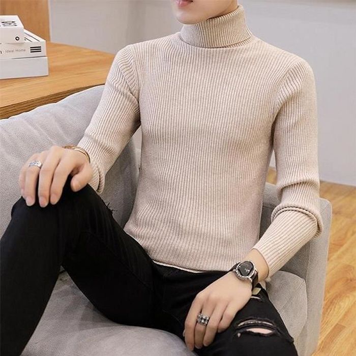 Pull Col Roulé Homme 100% Cachemire - Chaud Et Doux Pour L'automne Et L'hiver - Couleurs Classiques