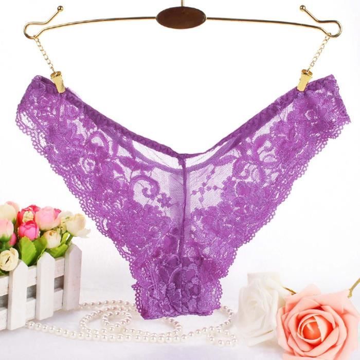 String Tanga Pour Femme Sexy Dentelle Transparent Respirant Douces Pourpre Pourpre Cdiscount