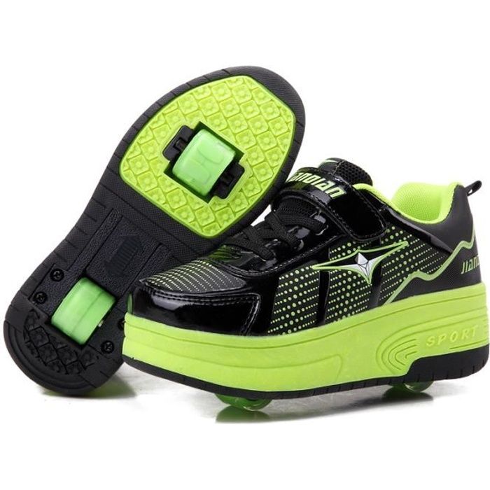 Skateshoes LED Chaussures Roller Baskets Enfants Roulettes Cuir