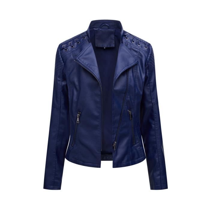 Veste en cuir best sale bleu