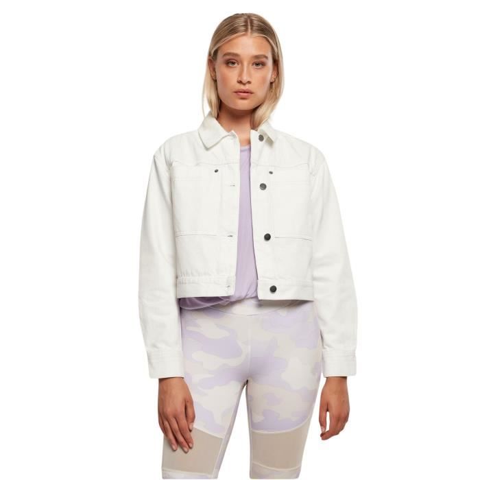 Veste en jean blanche courte femme on sale