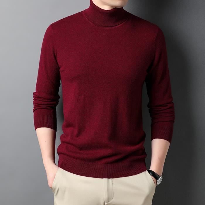 Col roulé homme bordeaux clearance