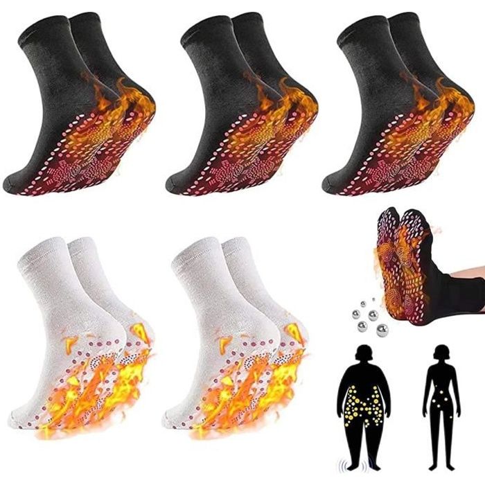 Chaussettes Auto-chauffantes Tourmaline - 2 Paires, Massage Des Pieds, Pour Sport D'hiver
