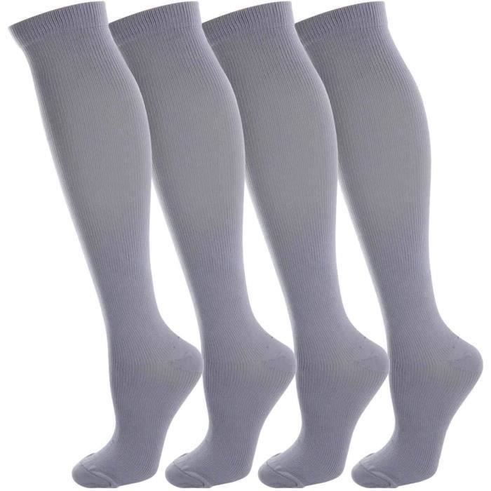 Chaussettes de Compression Bas de Contention Homme et Femme, 15-20 mmHg,  idéales pour L'athlétisme, la Course, Paires,Gri gris