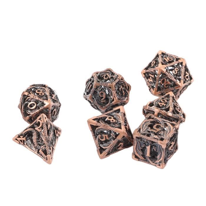 2026 Nouveaux dés toupie DND, Ensemble de dés métalliques 7 en 1 avec Relief 3D, dés polyédriques pour Jeux de rôle Donjons et Dragons, Accessoires D&D pour MJ et Joueurs (Bleu Noir