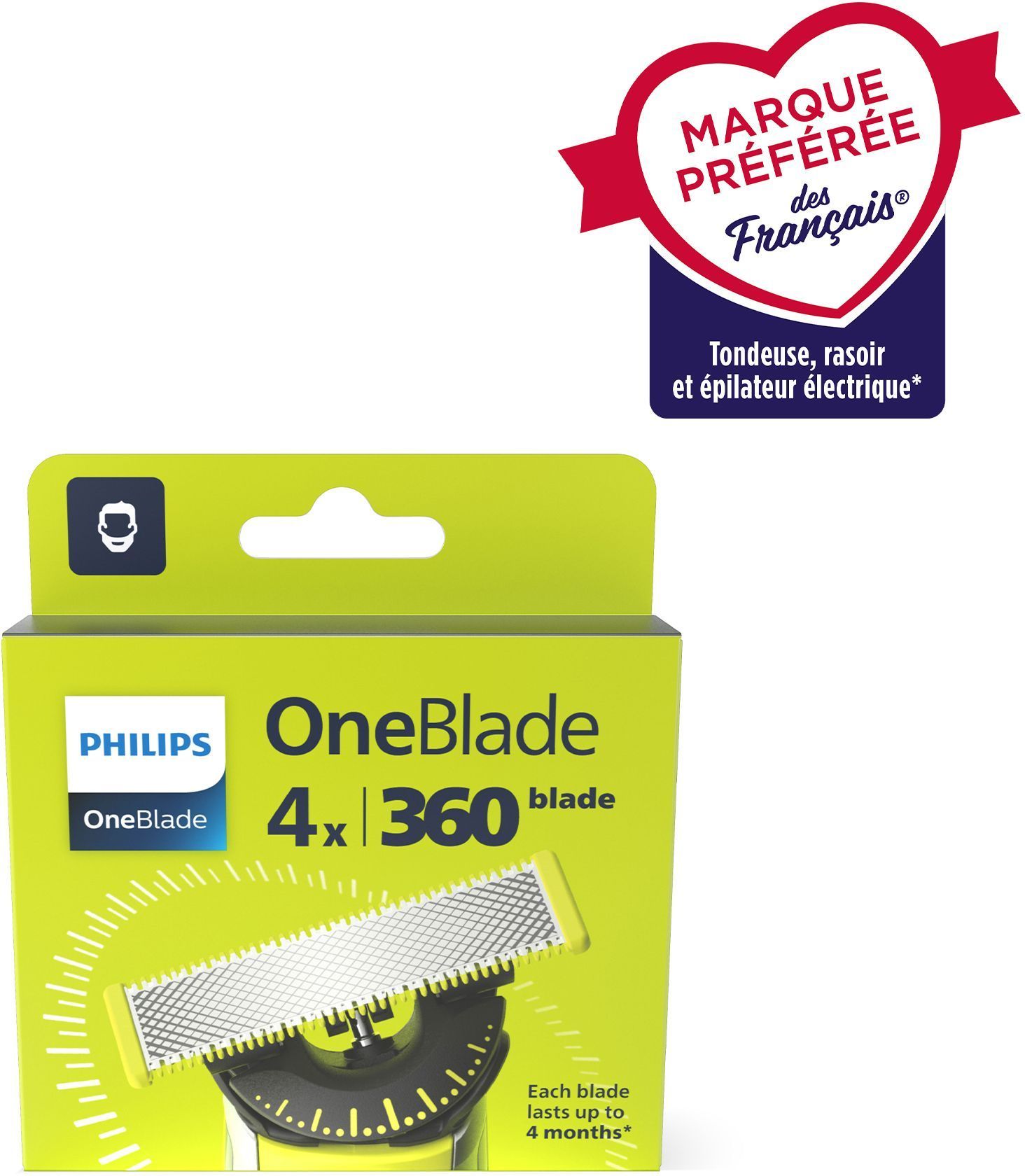 Lot de 4 lames de rechange - PHILIPS - QP440/50 - Oneblade 360