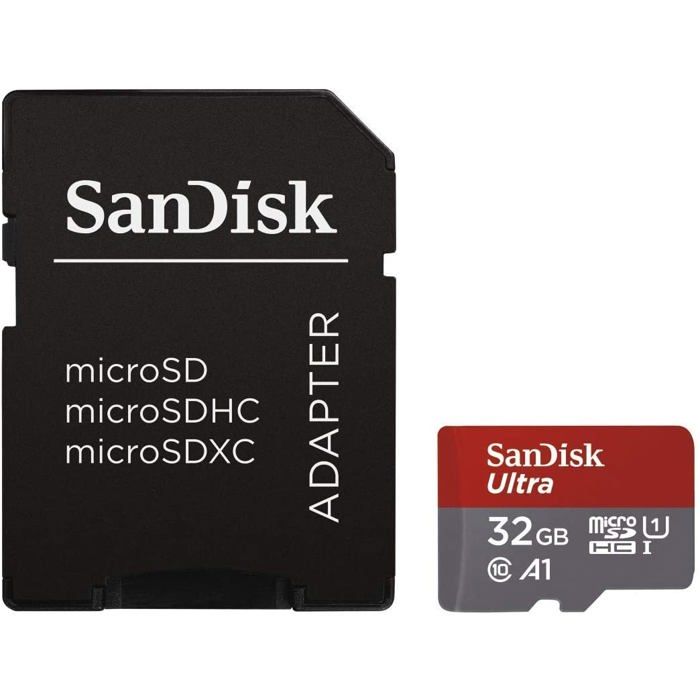 Carte mémoire flash - SANDISK - ULTRA MICROSDHC - 32 Go - Classe 10 - Vitesse de lecture jusquà 120 Mo/s