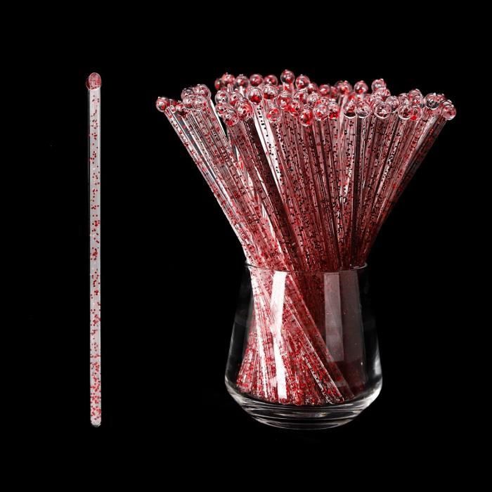 Lot De 100 Agitateurs à Cocktail Acrylique - Longueur 21 Cm (8.4") - Forme Étoile Pentacle - Pour Bars, Fêtes, Mariages