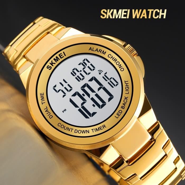 Skmei montre-bracelet numérique 2 fois pour hommes, chronomètre de