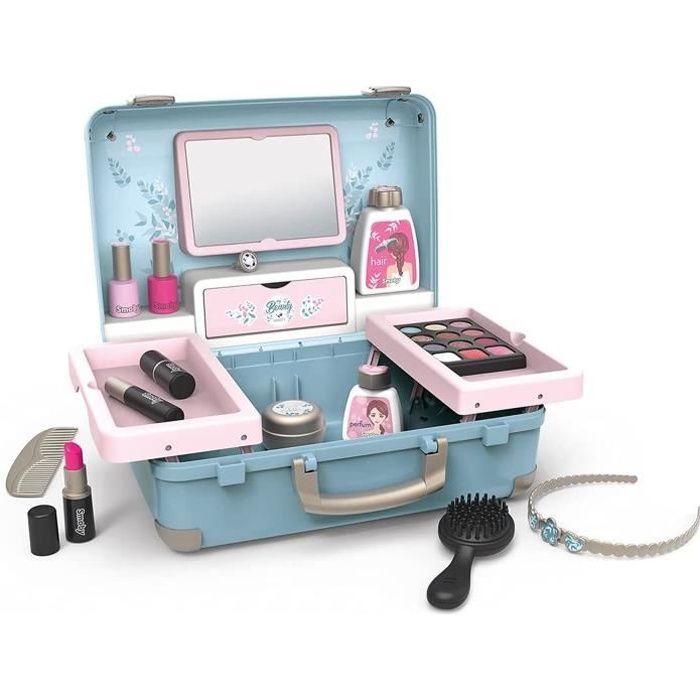 Smoby - My Beauty Vanity - Valise Beauté pour Enfant - Coiffure + Onglerie + Maquillage - 13 Accesso